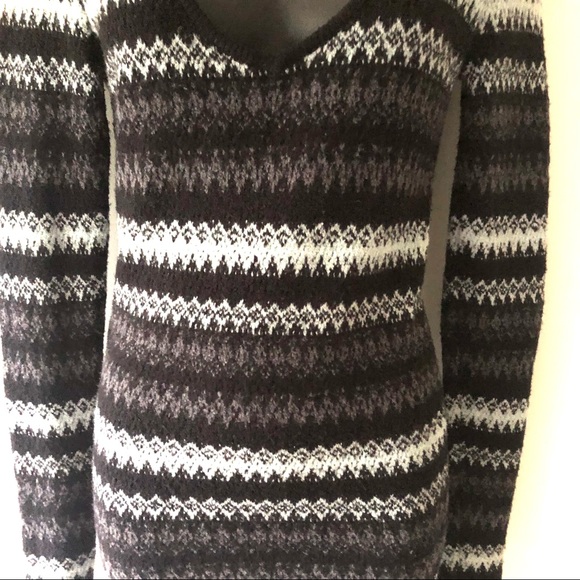 Free People Body Con Scoop V-neck Sweater Dress Nordic Stripes - Picture 4 of 10